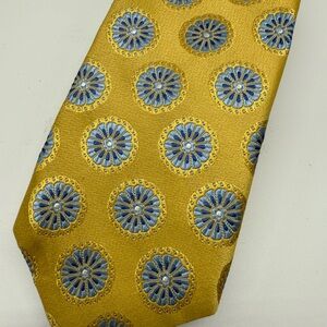 Ike Behar Yellow Gold and Blue Floral Patterned Tie Modern office formal wedding